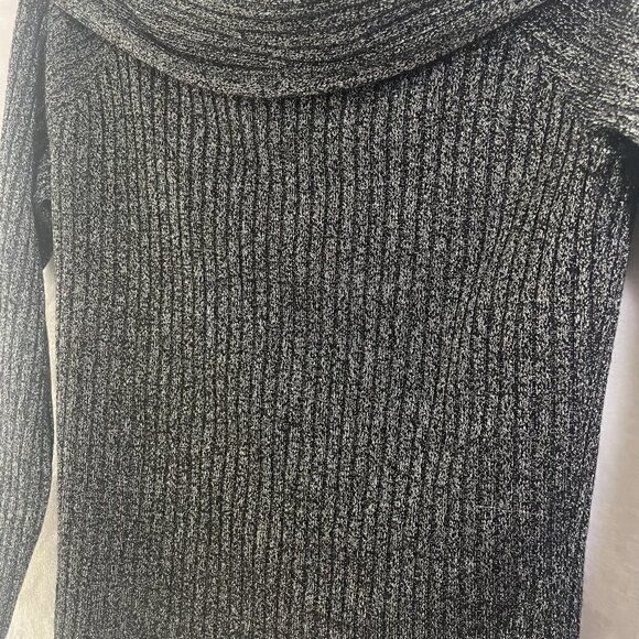 INC Womens Gray Glitter Long Sleeve Off Shoulder Party holiday Blouse top size L - Picture 6 of 12